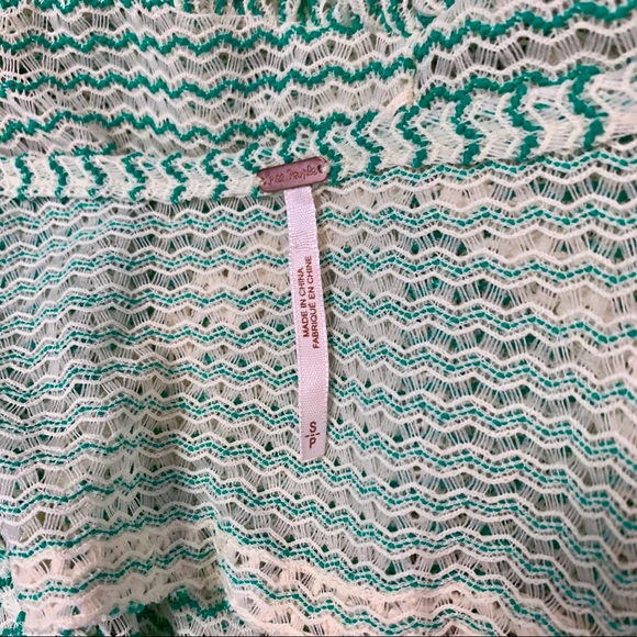 Free People Striped Lace Inset Peplum Top Small - Picture 5 of 5